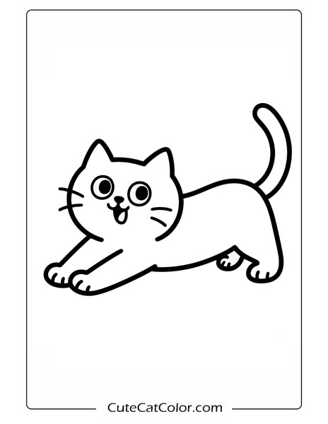 Joyful Leaping Kitty: Cartoon Cat Coloring Page