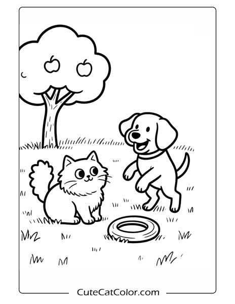 cat and dog coloring pages to print