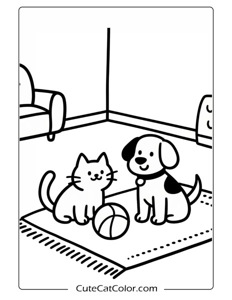 cat and dog printable coloring pages