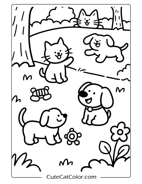 cat and dog printable coloring pages