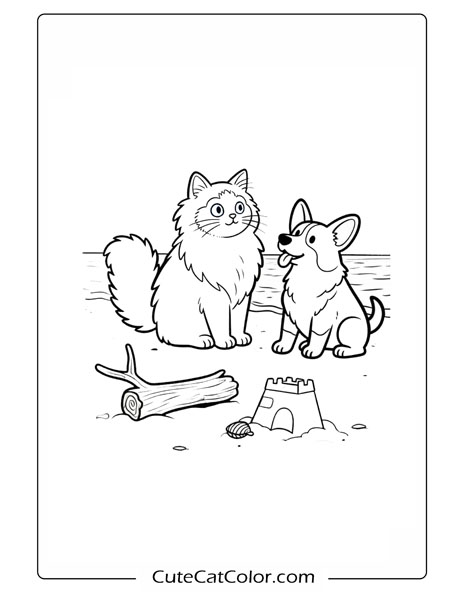 adult coloring pages cat and dog