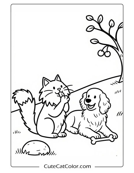 cat and dog coloring pages pdf