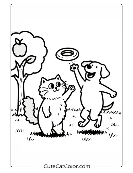 coloring pages cat and dog