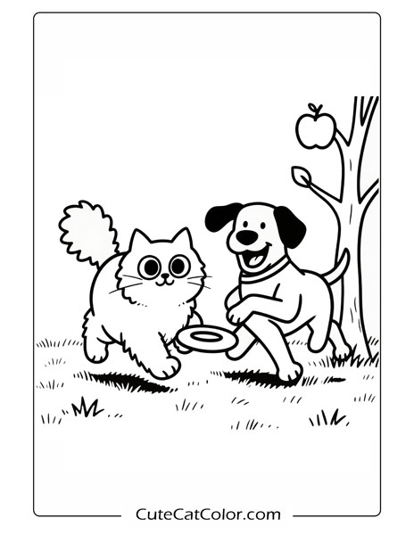 cat and dog coloring pages free