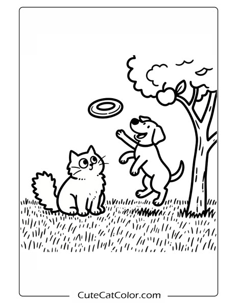 free cat and dog coloring pages