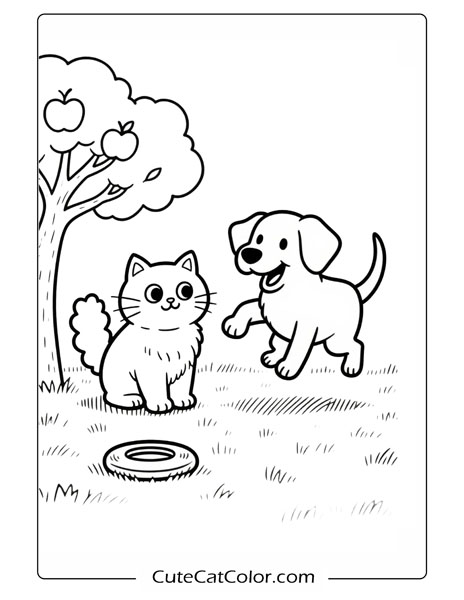 cat and dog coloring pages printable