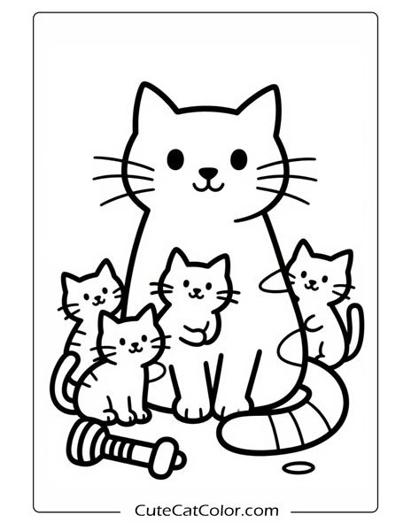 cat and kittens coloring pages printale and download free