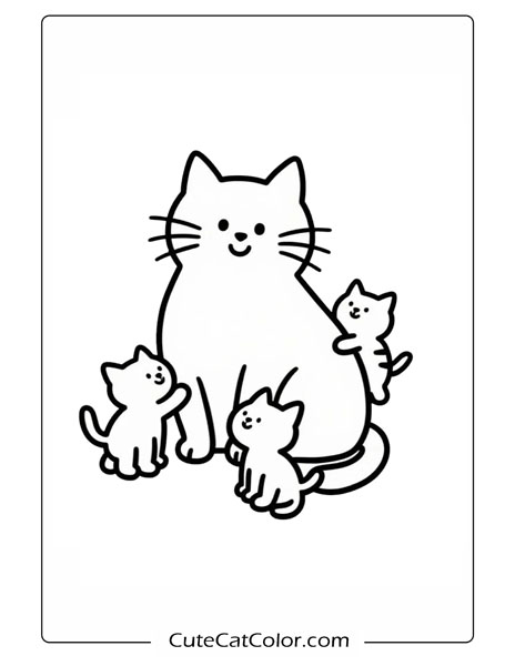 cartoon cat and kittens coloring pages for all ages
