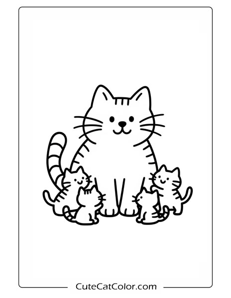 Free printable cat and kittens coloring pages