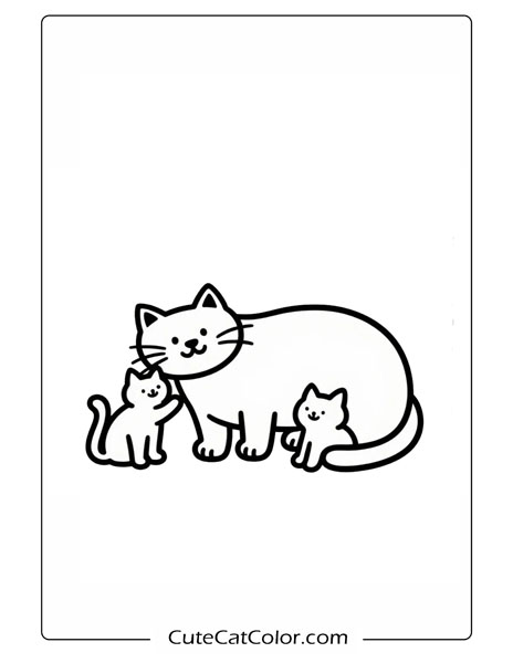 cat and kittens coloring pages for kids