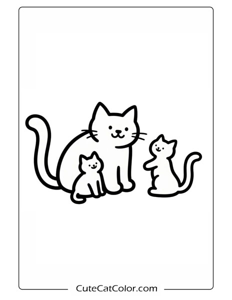 mother cat and kittens coloring pages