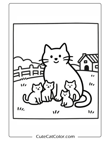 free coloring page for kids cat and kittens