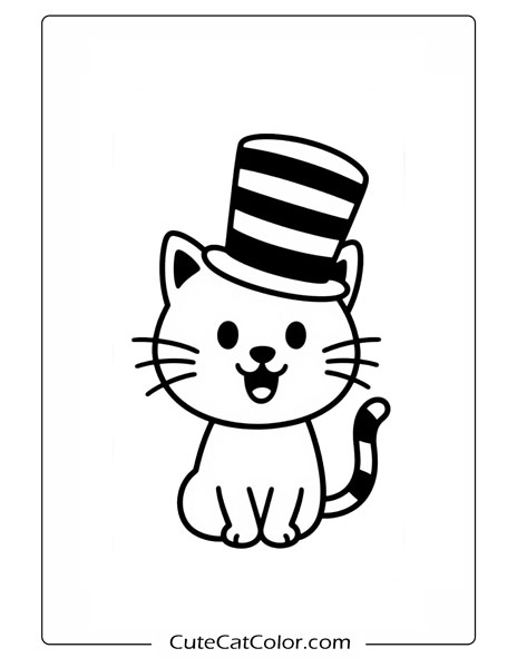cat in hat coloring pages for pre-school printalbe free
