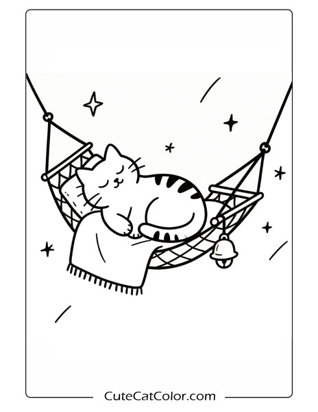 cat napping coloring page free printable