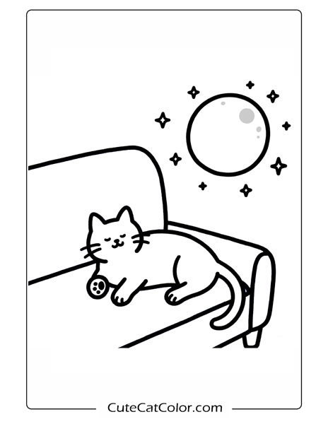 cat nap coloring page for kids