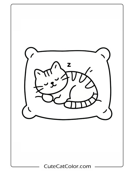 Snuggly Cat Nap: Cat Nap Coloring Page
