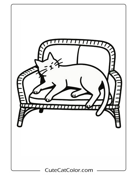 Lazy Cat Lounge: Cat Nap Coloring Page