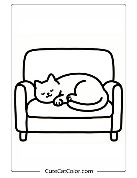 Comfy Cat Snooze: Cat Nap Coloring Page