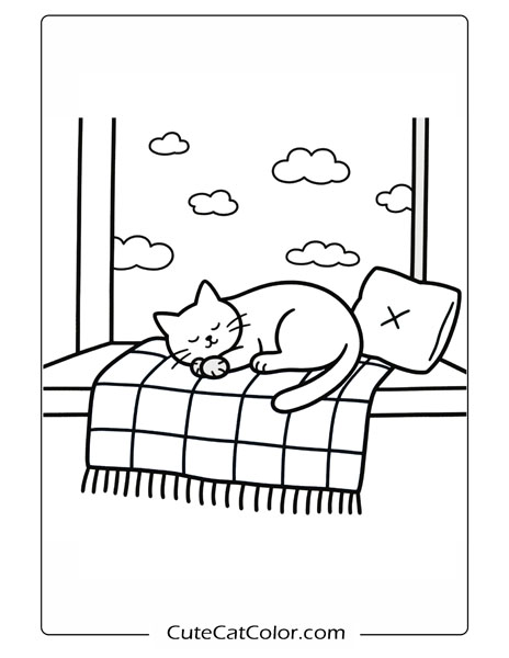 baby cat nap coloring page