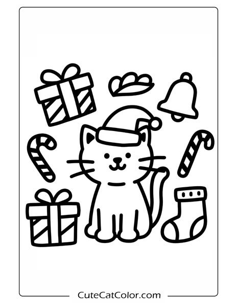 cat christmas coloring pages printable for kids