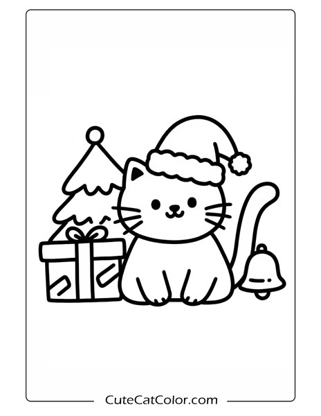christmas cats coloring pages printable for preschools