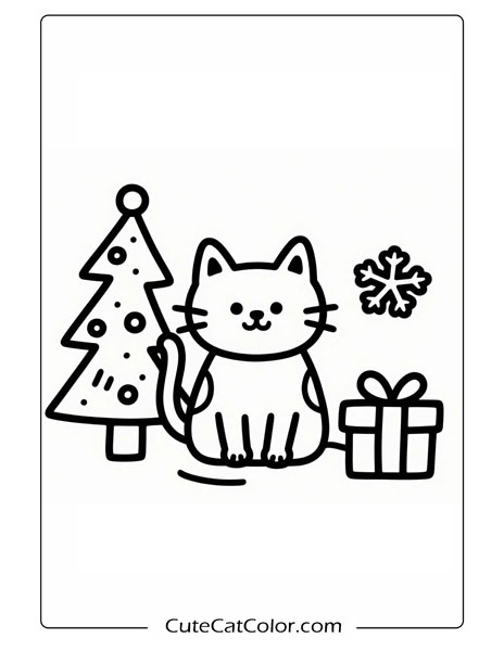 christmas cat coloring pages free printable for adults