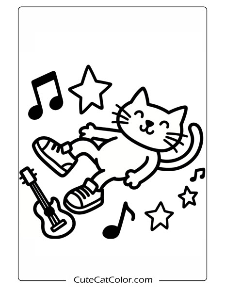 Easy Cute Cat Coloring Pages