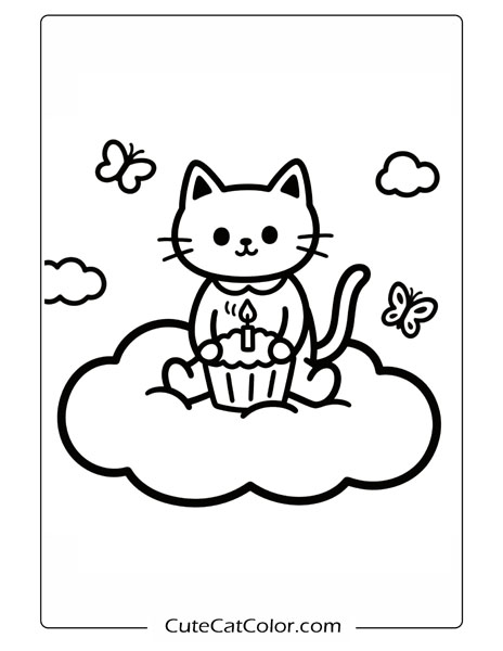 easy cute cat coloring pages