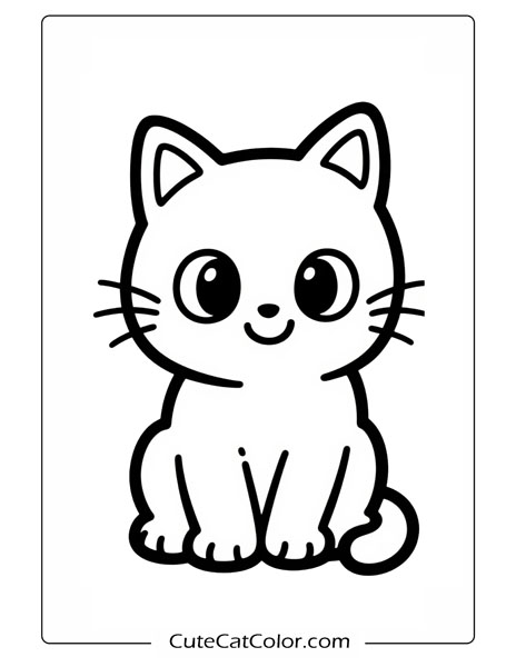 Joyful Kitten Pose: Cute Cat Coloring Page