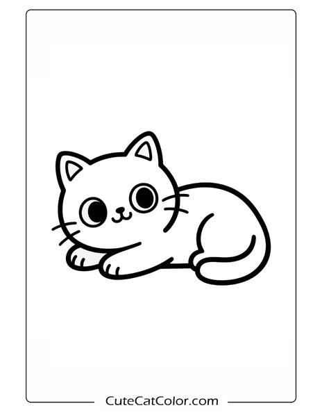 Relaxed Kitten Rest: Cute Cat Coloring Page