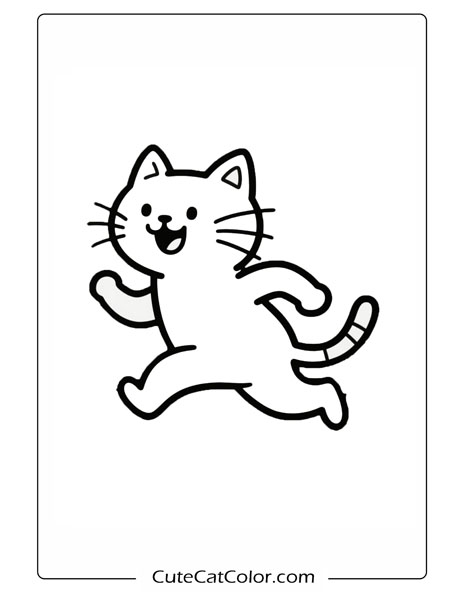 Bouncy Meadow Cat: Cute Cat Coloring Page