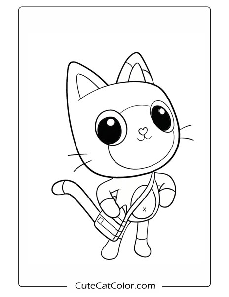 Gabby Cat with Drum: Gabby Cat Coloring Page