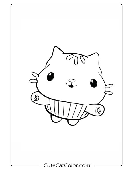 Gabby Cat in Cupcake Dress: Gabby Cat Coloring Page