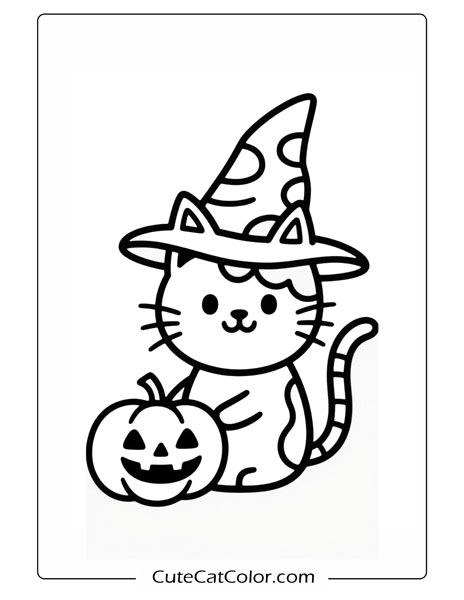 easy coloring pages for preschoolers halloween cat