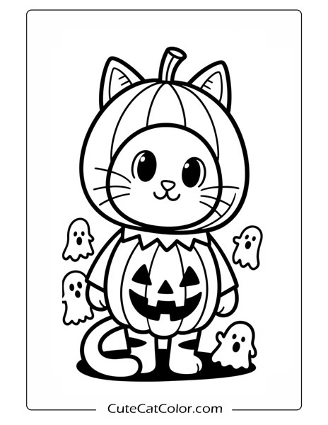 printable cat pumpkin halloween coloring pages