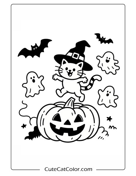 halloween cat coloring pages for preschool