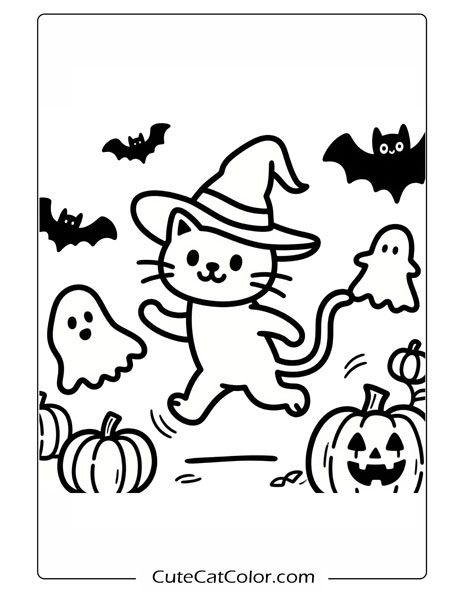 free printable halloween cat coloring pages