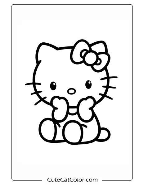 Sweet Hello Kitty Sit: Hello Kitty Coloring Page
