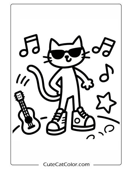 kawaii cat easy cute cat coloring pages