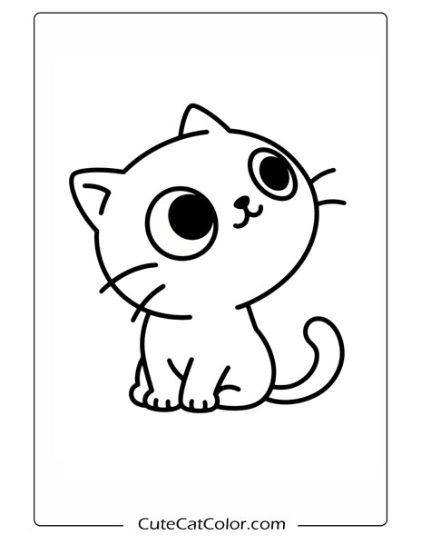 Big-Eyed Kitten Wonder: Kitty Cat Coloring Page