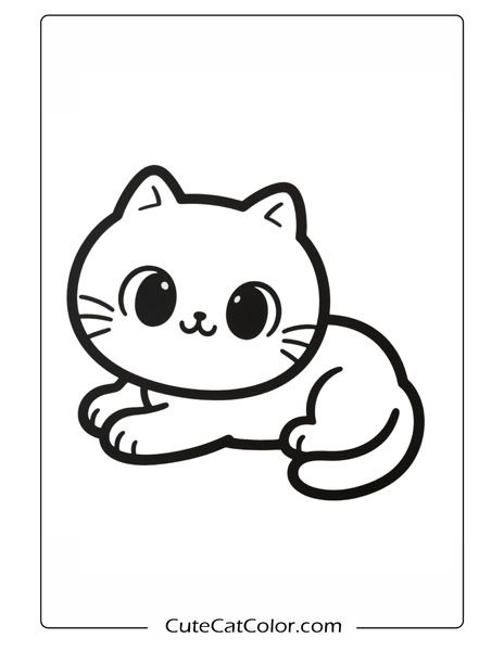 Relaxing Kitten Gaze: Kitty Cat Coloring Page