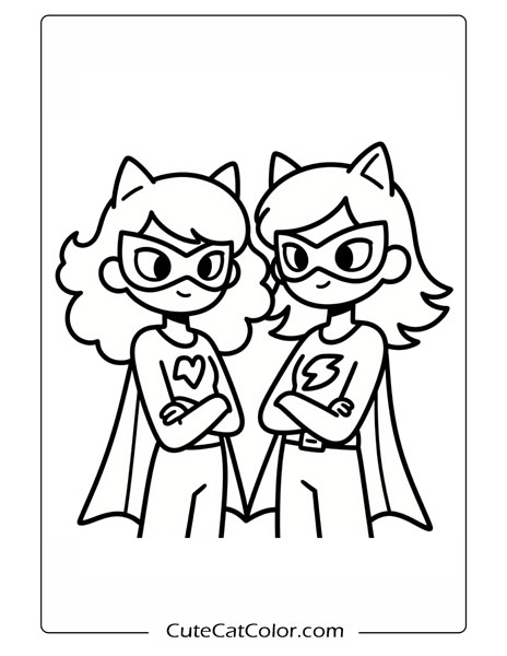 Brave Super Kitty Duo: Ladybug Cat Noir Coloring Page