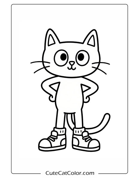 Stylish Cat Swagger: Pete The Cat Coloring Page