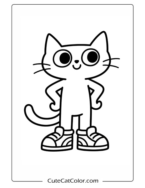 Sporty Cat Stance: Pete The Cat Coloring Page