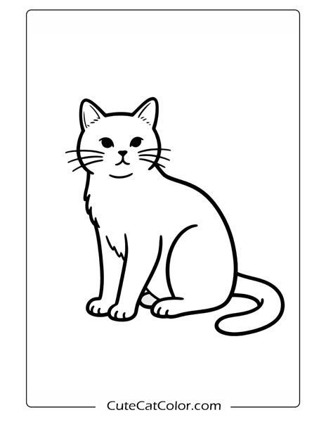 Serene Realistic Kitty: Realistic Cat Coloring Page