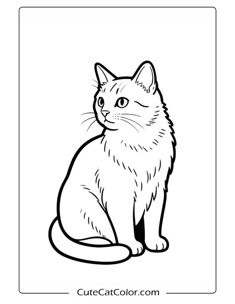 Graceful Realistic Kitty: Realistic Cat Coloring Page