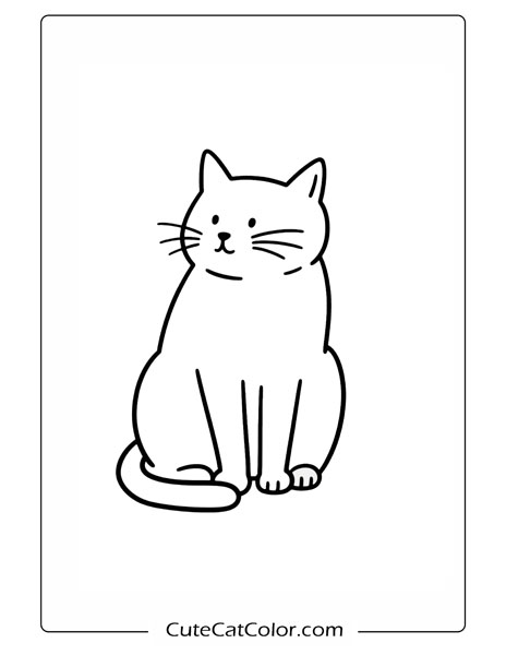 Calm Winking Kitty: Realistic Cat Coloring Page
