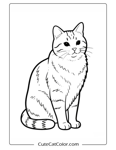 Majestic Striped Kitty: Realistic Cat Coloring Page