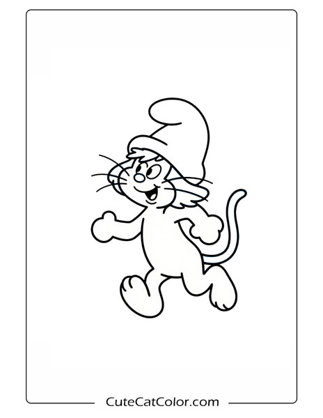 Playful Smurfs Cat: Smurfs Cat Coloring Page