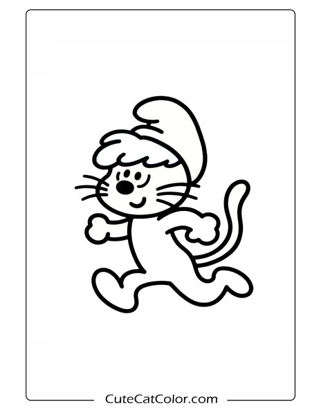 Cheerful Smurfs Cat Dash: Smurfs Cat Coloring Page